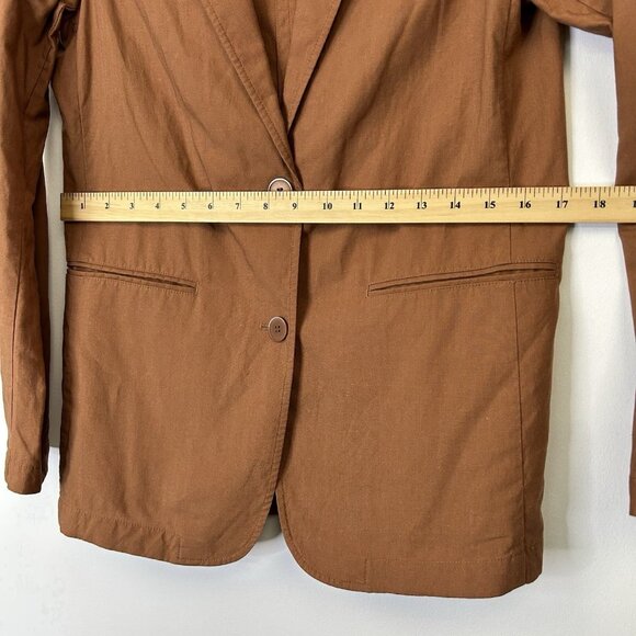 Uniqlo Linen Blend Blazer Jacket Women’s Size Small Caramel Tan - Picture 5 of 7